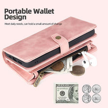 Charger l'image dans la galerie, Casekis Zipper 11 Card Slots Wallet Phone Case Pink