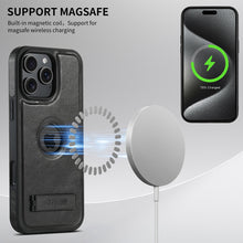 Charger l'image dans la galerie, Casekis MagSafe Leather Stand Phone Case Black