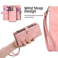 Charger l'image dans la galerie, Casekis Zipper 11 Card Slots Wallet Phone Case Pink