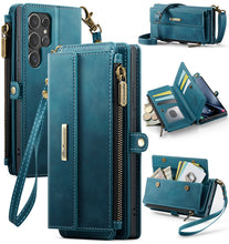 Charger l'image dans la galerie, Casekis Crossbody Leather Wallet RFID Phone Case Green
