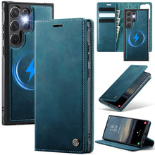 Charger l'image dans la galerie, Casekis Leather Magnetic Flip Detachable Wallet Phone Case Blue Green