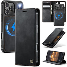 Charger l'image dans la galerie, Casekis Leather Magnetic Flip Detachable Wallet Phone Case Black