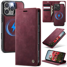 Muat gambar ke penampil Galeri, Casekis Leather Magnetic Flip Detachable Wallet Phone Case Red Wine