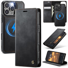 Muat gambar ke penampil Galeri, Casekis Leather Magnetic Flip Detachable Wallet Phone Case Black