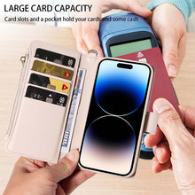 Load image into Gallery viewer, Casekis Cardholder Case with Wrist Strap,Compatible with MagSafe,Zipper Pocket,Beige