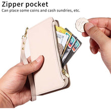 Load image into Gallery viewer, Casekis Cardholder Case with Wrist Strap,Compatible with MagSafe,Zipper Pocket,Beige