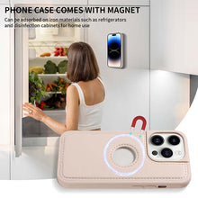 Load image into Gallery viewer, Casekis Cardholder Case with Wrist Strap,Compatible with MagSafe,Zipper Pocket,Beige