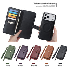 Load image into Gallery viewer, CASEKIS 2-in-1 Magnetic Detachable Wallet Case with RFID Blocking, 16 Card Slots & Zipper Pocket Black