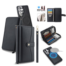 Load image into Gallery viewer, CASEKIS 2-in-1 Magnetic Detachable Wallet Case with RFID Blocking, 16 Card Slots & Zipper Pocket Black