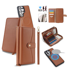Load image into Gallery viewer, CASEKIS 2-in-1 Magnetic Detachable Wallet Case with RFID Blocking, 16 Card Slots & Zipper Pocket Brown