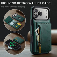 Load image into Gallery viewer, Casekis RFID Magnetic Detachable Leather Wallet Phone Case Green
