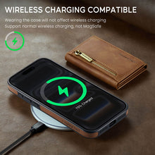Load image into Gallery viewer, Casekis RFID Magnetic Detachable Leather Wallet Phone Case Brown