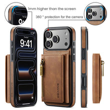 Load image into Gallery viewer, Casekis RFID Magnetic Detachable Leather Wallet Phone Case Brown