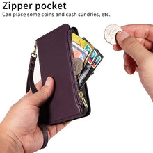 Load image into Gallery viewer, Casekis Cardholder Case with Wrist Strap,Compatible with MagSafe,Zipper Pocket,Dark Purple