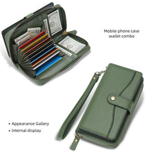 Load image into Gallery viewer, CASEKIS 2-in-1 Magnetic Detachable Wallet Case with RFID Blocking, 16 Card Slots & Zipper Pocket Green