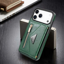 Load image into Gallery viewer, Casekis Crossbody Strap Leather Magnetic Wallet Phone Case Green