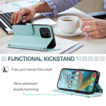 Load image into Gallery viewer, Casekis 3 Card Leather Crossbody Wallet Phone Case Mint Green