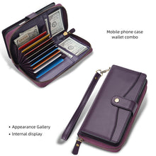 Load image into Gallery viewer, CASEKIS 2-in-1 Magnetic Detachable Wallet Case with RFID Blocking, 16 Card Slots & Zipper Pocket Purple