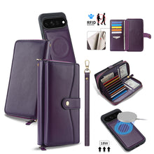 Load image into Gallery viewer, CASEKIS 2-in-1 Magnetic Detachable Wallet Case with RFID Blocking, 16 Card Slots & Zipper Pocket Purple