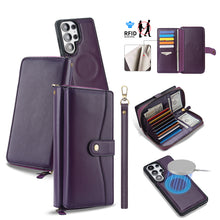 Load image into Gallery viewer, CASEKIS 2-in-1 Magnetic Detachable Wallet Case with RFID Blocking, 16 Card Slots & Zipper Pocket Purple