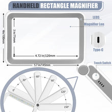 Load image into Gallery viewer, Rechargeable 5X Large Page Magnifier with Lightfor Reading