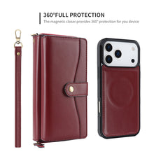 Lade das Bild in den Galerie-Viewer, CASEKIS 2-in-1 Magnetic Detachable Wallet Case with RFID Blocking, 16 Card Slots & Zipper Pocket Red
