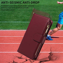 Charger l'image dans la galerie, Casekis Cardholder Case with Wrist Strap,Compatible with MagSafe,Zipper Pocket,Red Wine