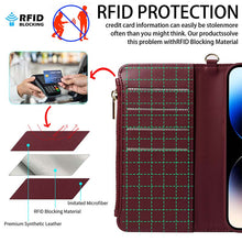 Charger l'image dans la galerie, Casekis Cardholder Case with Wrist Strap,Compatible with MagSafe,Zipper Pocket,Red Wine