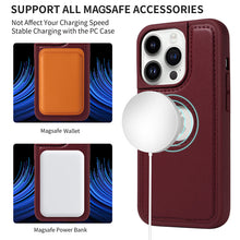 Charger l'image dans la galerie, Casekis Cardholder Case with Wrist Strap,Compatible with MagSafe,Zipper Pocket,Red Wine