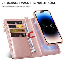 Charger l'image dans la galerie, Casekis Cardholder Case with Wrist Strap,Compatible with MagSafe,Zipper Pocket,Rose Gold