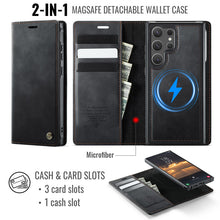 Muat gambar ke penampil Galeri, Casekis Leather Magnetic Flip Detachable Wallet Phone Case Black
