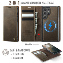 Charger l'image dans la galerie, Casekis Leather Magnetic Flip Detachable Wallet Phone Case Brown