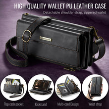 Charger l'image dans la galerie, Casekis Crossbody Leather Wallet RFID Phone Case Black