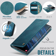 Charger l'image dans la galerie, Casekis Leather Magnetic Flip Detachable Wallet Phone Case Blue Green