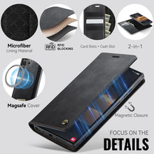 Charger l'image dans la galerie, Casekis Leather Magnetic Flip Detachable Wallet Phone Case Black