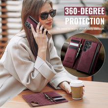 Muat gambar ke penampil Galeri, Casekis Leather Magnetic Flip Detachable Wallet Phone Case Red Wine