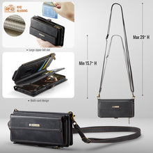 Charger l'image dans la galerie, Casekis Crossbody Leather Wallet RFID Phone Case Black