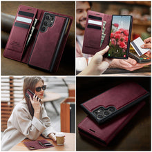 Muat gambar ke penampil Galeri, Casekis Leather Magnetic Flip Detachable Wallet Phone Case Red Wine