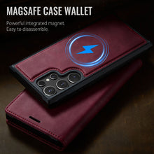 Muat gambar ke penampil Galeri, Casekis Leather Magnetic Flip Detachable Wallet Phone Case Red Wine