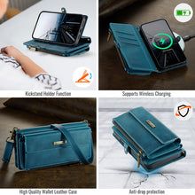 Charger l'image dans la galerie, Casekis Crossbody Leather Wallet RFID Phone Case Green