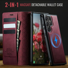 Muat gambar ke penampil Galeri, Casekis Leather Magnetic Flip Detachable Wallet Phone Case Red Wine