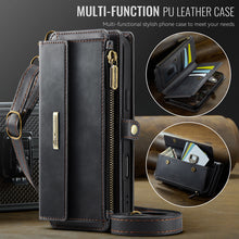 Charger l'image dans la galerie, Casekis Crossbody Leather Wallet RFID Phone Case Black