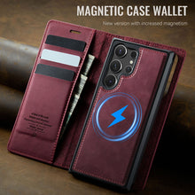 Muat gambar ke penampil Galeri, Casekis Leather Magnetic Flip Detachable Wallet Phone Case Red Wine
