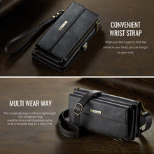 Charger l'image dans la galerie, Casekis Crossbody Leather Wallet RFID Phone Case Black