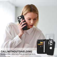 Charger l'image dans la galerie, Casekis Cardholder Case with Wrist Strap,Compatible with MagSafe,Zipper Pocket,Black