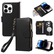 Charger l'image dans la galerie, Casekis Cardholder Case with Wrist Strap,Compatible with MagSafe,Zipper Pocket,Black