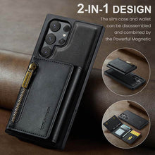 Charger l'image dans la galerie, Casekis RFID Magnetic Detachable Leather Wallet Phone Case Black