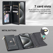 Load image into Gallery viewer, Casekis 7-Slot Foldable Crossbody Wallet Phone Case Black
