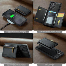 Charger l'image dans la galerie, Casekis RFID Magnetic Detachable Leather Wallet Phone Case Black