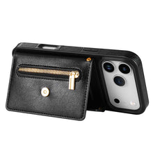 Load image into Gallery viewer, Casekis Crossbody Strap Leather Magnetic Wallet Phone Case Black